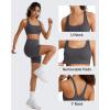 image:imageG4Free BareFeel Square Neck Sports Bra Padded for Women  Strappy Y Back Crop Tank Tops Workout CamisoleDark Gray