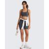 image:imageG4Free BareFeel Square Neck Sports Bra Padded for Women  Strappy Y Back Crop Tank Tops Workout CamisoleDark Gray