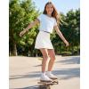 image:imageG4Free Barefeel Tennis Skirts for Girls High Waisted Athletic Skort with Builtin Shorts and Pockets for Golf Running CasualPure White