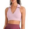 image:imageG4Free BareFeel V Neck Sports Bra for Women  Padded Collared Racerback Tennis Workout Tank TopsBlush