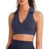 image:imageG4Free BareFeel V Neck Sports Bra for Women  Padded Collared Racerback Tennis Workout Tank TopsDark Navy