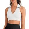 image:imageG4Free BareFeel V Neck Sports Bra for Women  Padded Collared Racerback Tennis Workout Tank TopsPure White