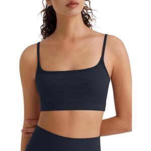 image:imageG4Free BareFeel Adjustable Spaghetti Straps Sports Bras Women  Scoop Neck Casual Yoga Crop Top Non PaddedDark Navy