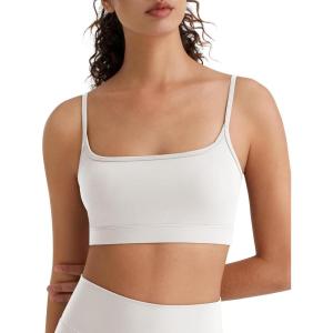 image:imageG4Free BareFeel Adjustable Spaghetti Straps Sports Bras Women  Scoop Neck Casual Yoga Crop Top Non PaddedPure White