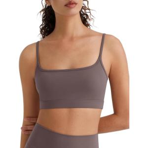 image:imageG4Free BareFeel Adjustable Spaghetti Straps Sports Bras Women  Scoop Neck Casual Yoga Crop Top Non PaddedTaupe