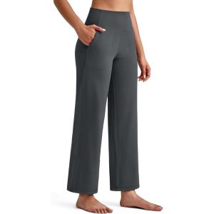 image:imageG4Free BareFeel Ankle Yoga Pants Women 78 Length High Stretch Waist Casual Dressy Pants with Pockets Slacks 252729Dark Gray