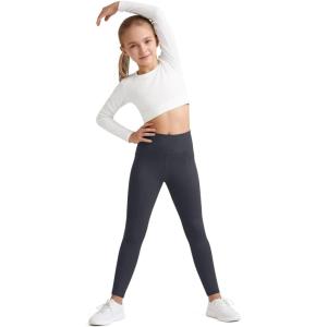 image:imageG4Free BareFeel Girls Leggings High Waist Athletic Yoga Pants with Pockets Dance Running Tights 612 YearsDark Grey