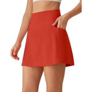 image:imageG4Free BareFeel High Stretch Golf Skirts for Women  15 A Line Tennis Skort Casual Summer Inner Shorts with 3 PocketsRust Orange