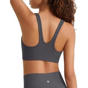 image:imageG4Free BareFeel Square Neck Sports Bra Padded for Women  Strappy Y Back Crop Tank Tops Workout CamisoleDark Gray