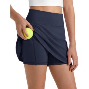 image:imageG4Free Barefeel Tennis Skirts for Girls High Waisted Athletic Skort with Builtin Shorts and Pockets for Golf Running CasualDark Navy