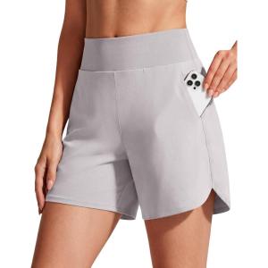 image:imageG4Free Chillwhisp Running Shorts for Women 4  High Waist Lightweight Casual Athletic Shorts Builtin Liner with PocketsChime Gray