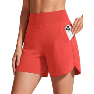 image:imageG4Free Chillwhisp Running Shorts for Women 4  High Waist Lightweight Casual Athletic Shorts Builtin Liner with PocketsRust Orange