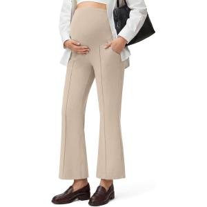 image:imageG4Free EverGoing Maternity Flare Leggings with Pockets Over The Belly Pregnancy Work Ankle Pants 252729Light Khaki