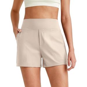 image:imageG4Free ShiftReady 3 Dress Shorts for Women High Waisted Trouser Shorts Tailored Trendy Casual Ladies Short with PocketsKhaki