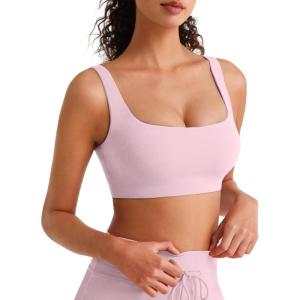 image:imageG4Free BareFeel Square Neck Sports Bras for Women  Non Padded U Back Casual Yoga Crop TopsBlush