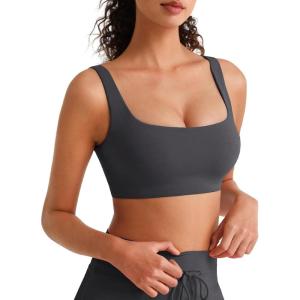 image:imageG4Free BareFeel Square Neck Sports Bras for Women  Non Padded U Back Casual Yoga Crop TopsDark Gray