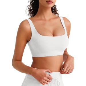 image:imageG4Free BareFeel Square Neck Sports Bras for Women  Non Padded U Back Casual Yoga Crop TopsPure White