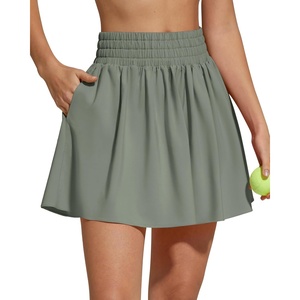 image:imageG4Free Chillwhisp High Waisted Tennis Skirts for Women  15 Flowy Golf Skort Athletic Inner Shorts with 4 PocketsGray Olive