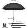image:imageG4Free 54 Inch Strong Windproof Large Umbrella for Rain 16 Ribs Stick Umbrellas Auto Open Wooden Handle Travel Golf for Men WomenBlack