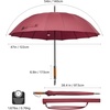 image:imageG4Free 54 Inch Strong Windproof Large Umbrella for Rain 16 Ribs Stick Umbrellas Auto Open Wooden Handle Travel Golf for Men WomenWine Red