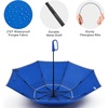 image:imageG4Free 46inch Ring Buckle Umbrella Inverted Design with Carabiner Handle Compact Travel Umbrella with Reflective Strip Automatic Windproof for RainBlue