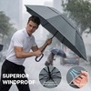 image:imageG4Free 46inch Ring Buckle Umbrella Inverted Design with Carabiner Handle Compact Travel Umbrella with Reflective Strip Automatic Windproof for RainGrey
