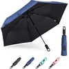 image:imageG4Free Travel Umbrella with Ring Carabiner Handle Automatic Open UV Protection Lightweight Compact Rain amp Sun Umbrella for Backpack Car CommutingNavy Blue