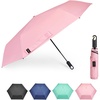 image:imageG4Free Travel Umbrella with Ring Carabiner Handle Automatic Open UV Protection Lightweight Compact Rain amp Sun Umbrella for Backpack Car CommutingPink