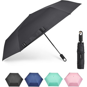 image:imageG4Free Travel Umbrella with Ring Carabiner Handle Automatic Open UV Protection Lightweight Compact Rain amp Sun Umbrella for Backpack Car CommutingBlack