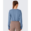 image:imageG4Free Lightbreeze Drawstring Hem UPF 50 Sun Shirts Women  Crop Long Sleeve Workout Tops Quick Dry Running HikingDusty Blue