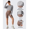 image:imageG4Free Lightbreeze Drawstring Hem UPF 50 Sun Shirts Women  Crop Long Sleeve Workout Tops Quick Dry Running HikingSilver Gray
