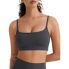 image:imageG4Free BareFeel Non Padded Adjustable Spaghetti Strap Sports Bra for Women  Scoop Neck Wireless Yoga Workout Crop TankDark Gray
