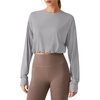 image:imageG4Free Lightbreeze Drawstring Hem UPF 50 Sun Shirts Women  Crop Long Sleeve Workout Tops Quick Dry Running HikingSilver Gray