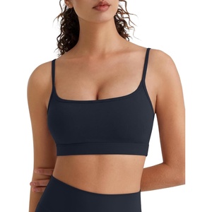 image:imageG4Free BareFeel Non Padded Adjustable Spaghetti Strap Sports Bra for Women  Scoop Neck Wireless Yoga Workout Crop TankDark Navy