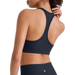 image:imageG4Free BareFeel Non Padded Racerback Sports Bra for Women  Scoop Neck Workout Tank Top Casual Yoga GymDark Navy