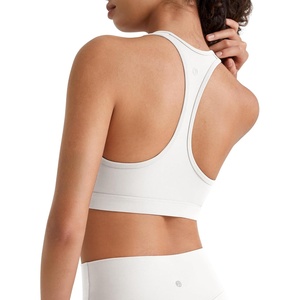 image:imageG4Free BareFeel Non Padded Racerback Sports Bra for Women  Scoop Neck Workout Tank Top Casual Yoga GymPure White