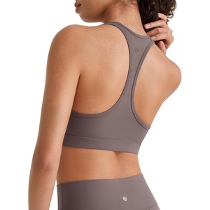 image:imageG4Free BareFeel Non Padded Racerback Sports Bra for Women  Scoop Neck Workout Tank Top Casual Yoga GymTaupe