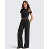image:imageG4Free EverGoing Womens Wide Leg Dress Pants Pull On Stretchy High Waisted Casual Trousers with PocketsBlack