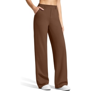 image:imageG4Free EverGoing Womens Wide Leg Dress Pants Pull On Stretchy High Waisted Casual Trousers with PocketsDark Coffee