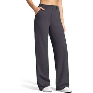 image:imageG4Free EverGoing Womens Wide Leg Dress Pants Pull On Stretchy High Waisted Casual Trousers with PocketsDark Gray