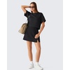 image:imageG4Free Smoofit Modal Soft Skirts for Women 15 Elastic Waisted Cute Front Slit Commute Skirt with Pockets No Inner ShortsBlack