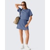 image:imageG4Free Smoofit Modal Soft Skirts for Women 15 Elastic Waisted Cute Front Slit Commute Skirt with Pockets No Inner ShortsDenim Blue