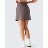 image:imageG4Free Smoofit Modal Soft Skirts for Women 15 Elastic Waisted Cute Front Slit Commute Skirt with Pockets No Inner ShortsTaupe