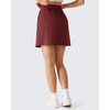 image:imageG4Free Smoofit Modal Soft Skirts for Women 15 Elastic Waisted Cute Front Slit Commute Skirt with Pockets No Inner ShortsWine