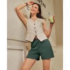 image:imageG4Free EverGoing Dressy Casual Shorts for Women 5 High Waisted Summer Lounge Pleated Shorts with PocketsDark Forest Green