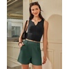 image:imageG4Free EverGoing Dressy Casual Shorts for Women 5 High Waisted Summer Lounge Pleated Shorts with PocketsDark Forest Green